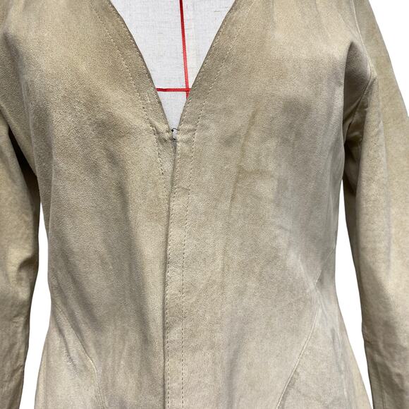 Arden B Womens Size M Tan Suede Leather Tailored Handkerchief Hem Jacket - Picture 8 of 10
